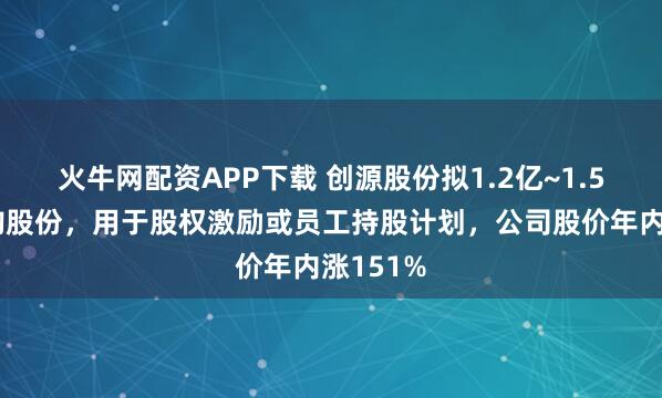 火牛网配资APP下载 创源股份拟1.2亿~1.5亿元回购股份，用于股权激励或员工持股计划，公司股价年内涨151%