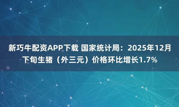 新巧牛配资APP下载 国家统计局：2025年12月下旬生猪（外三元）价格环比增长1.7%